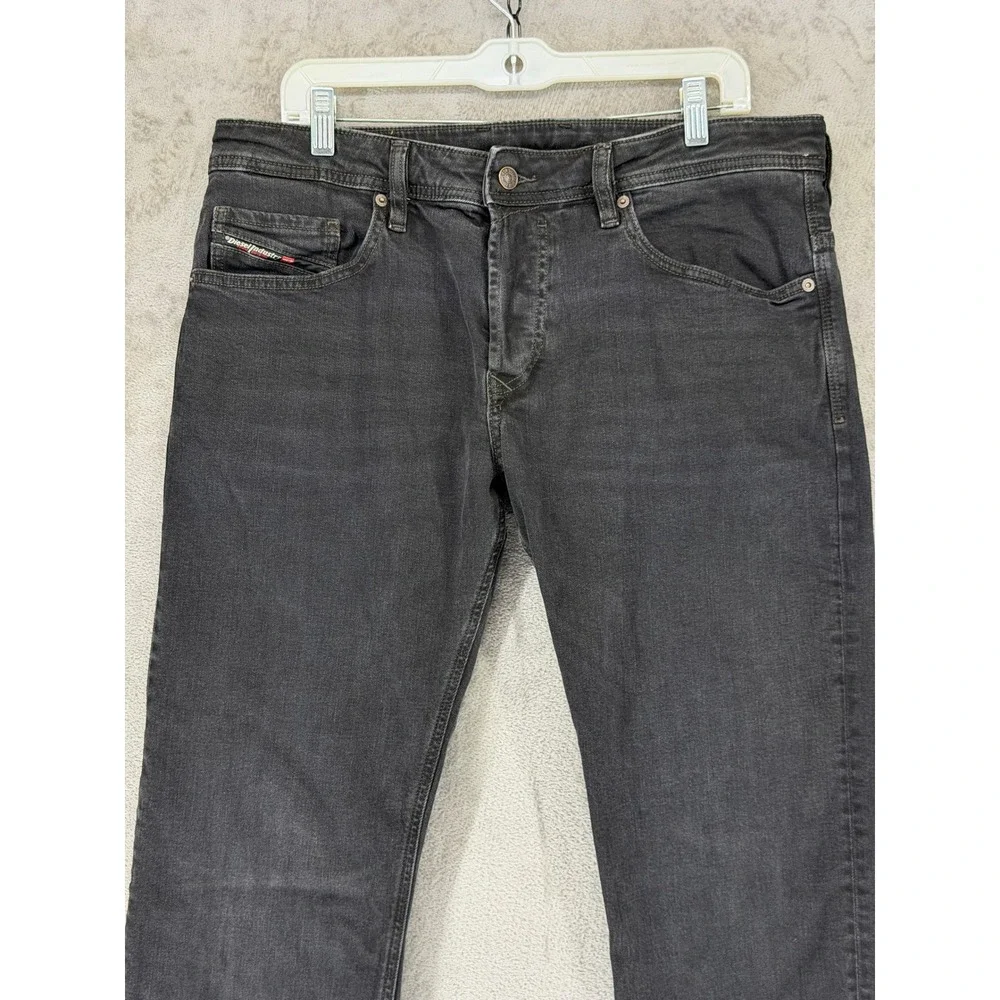 Diesel Industry Mens Charcoal Gray Straight Leg Button Fly Denim Jeans W34